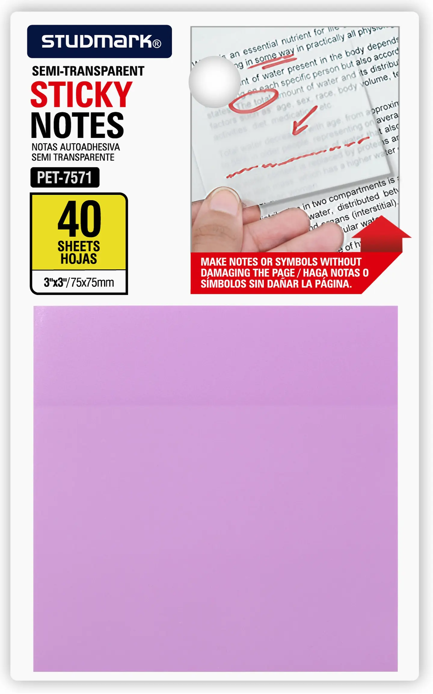 Notas autoadhesivas semi transparentes de colores 75 x 75mm 4