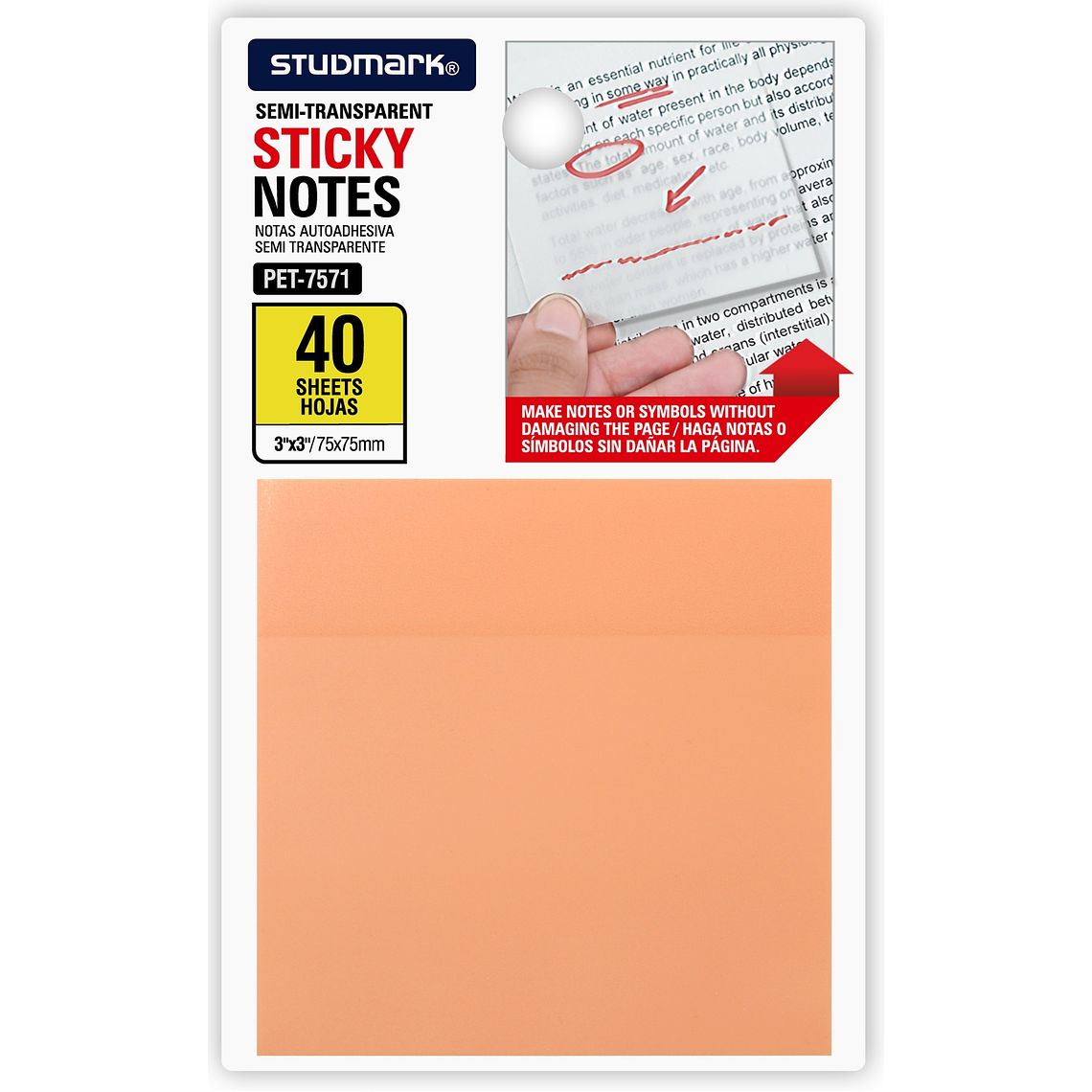 Notas autoadhesivas semi transparentes de colores 75 x 75mm 1