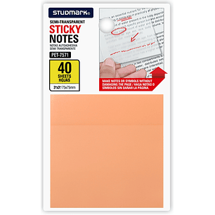 Notas autoadhesivas semi transparentes de colores 75 x 75mm
