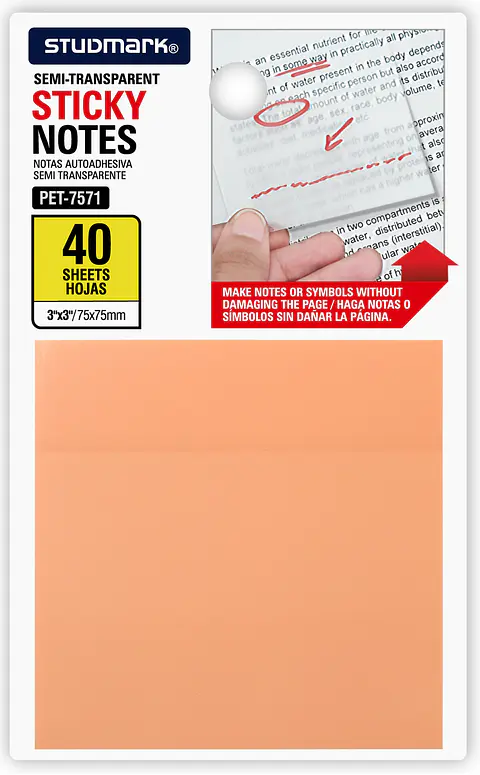 Notas autoadhesivas semi transparentes de colores 75 x 75mm