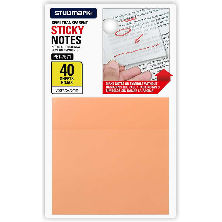 Notas autoadhesivas semi transparentes de colores 75 x 75mm 1