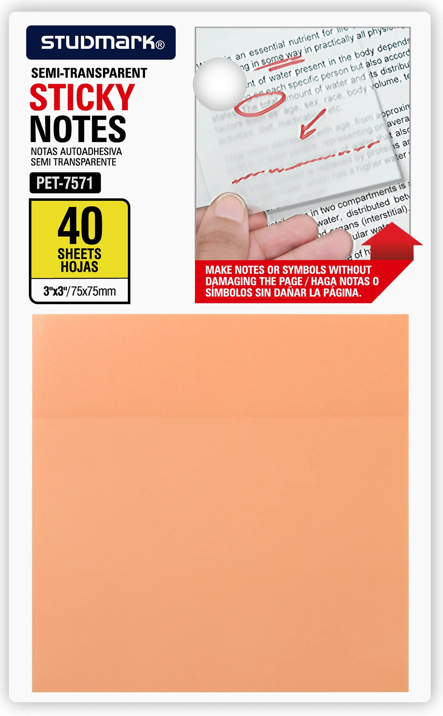 Notas autoadhesivas semi transparentes de colores 75 x 75mm 1