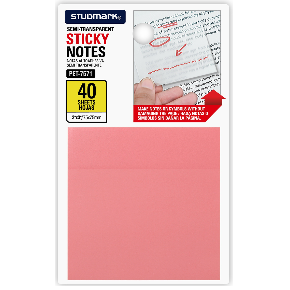 Notas autoadhesivas semi transparentes de colores 75 x 75mm 2
