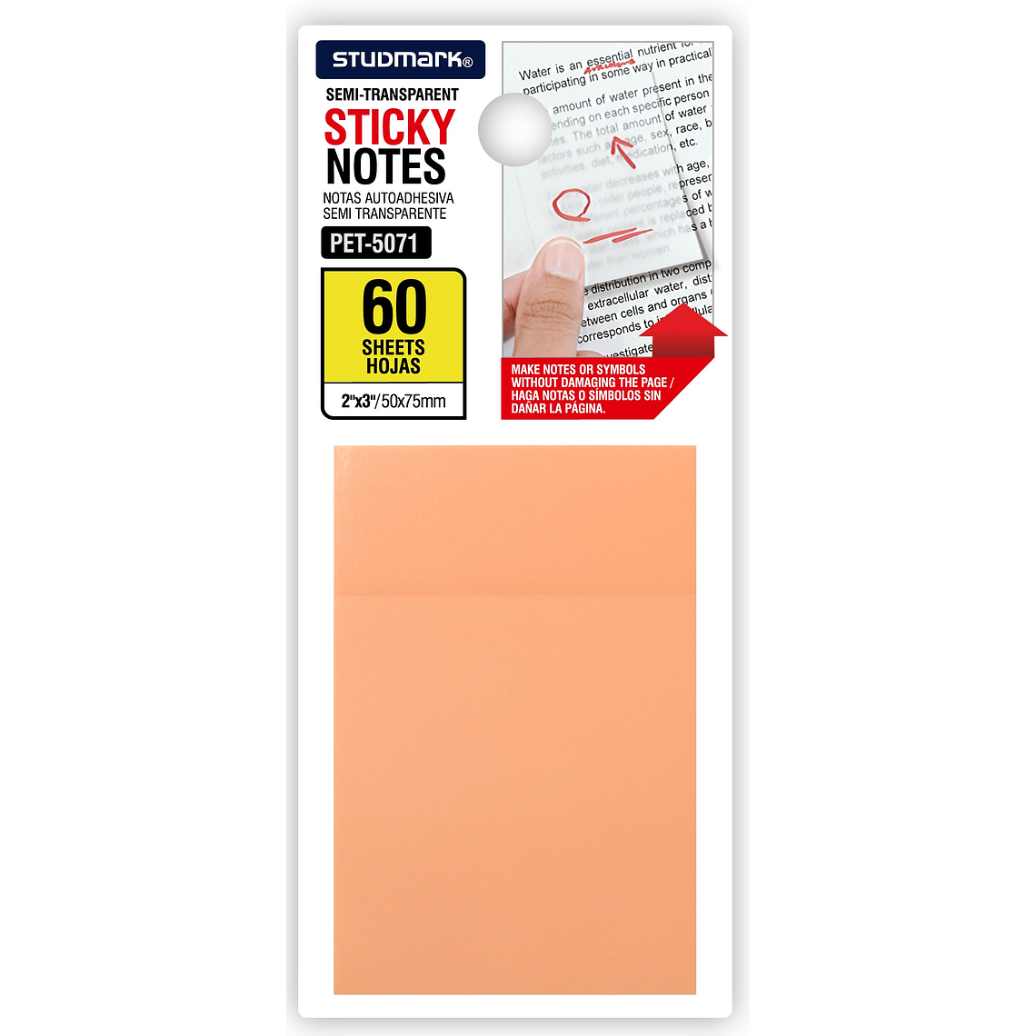 Notas autoadhesivas semi transparentes de colores 50 x 75mm 1