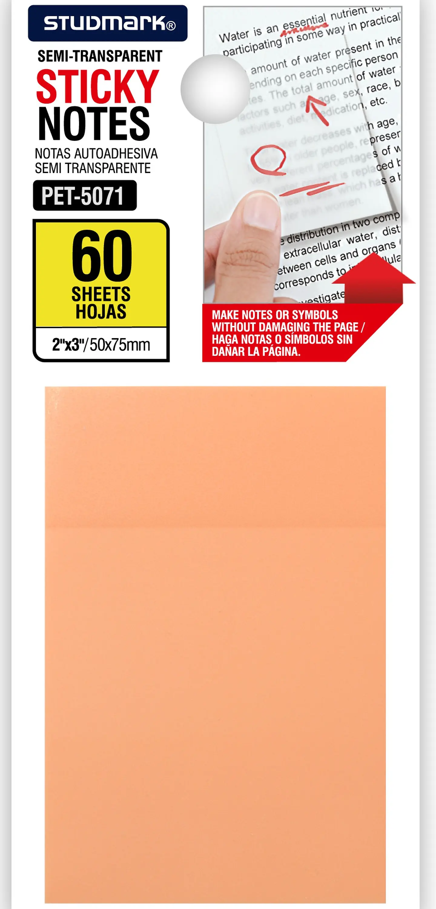 Notas autoadhesivas semi transparentes de colores 50 x 75mm 1