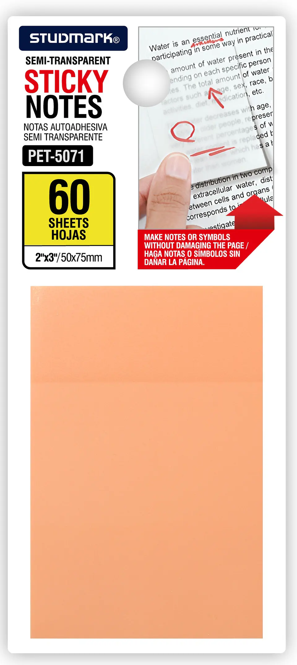 Notas autoadhesivas semi transparentes de colores 50 x 75mm 1