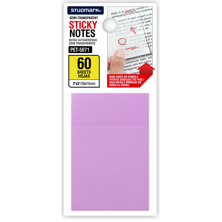 Notas autoadhesivas semi transparentes de colores 50 x 75mm 4