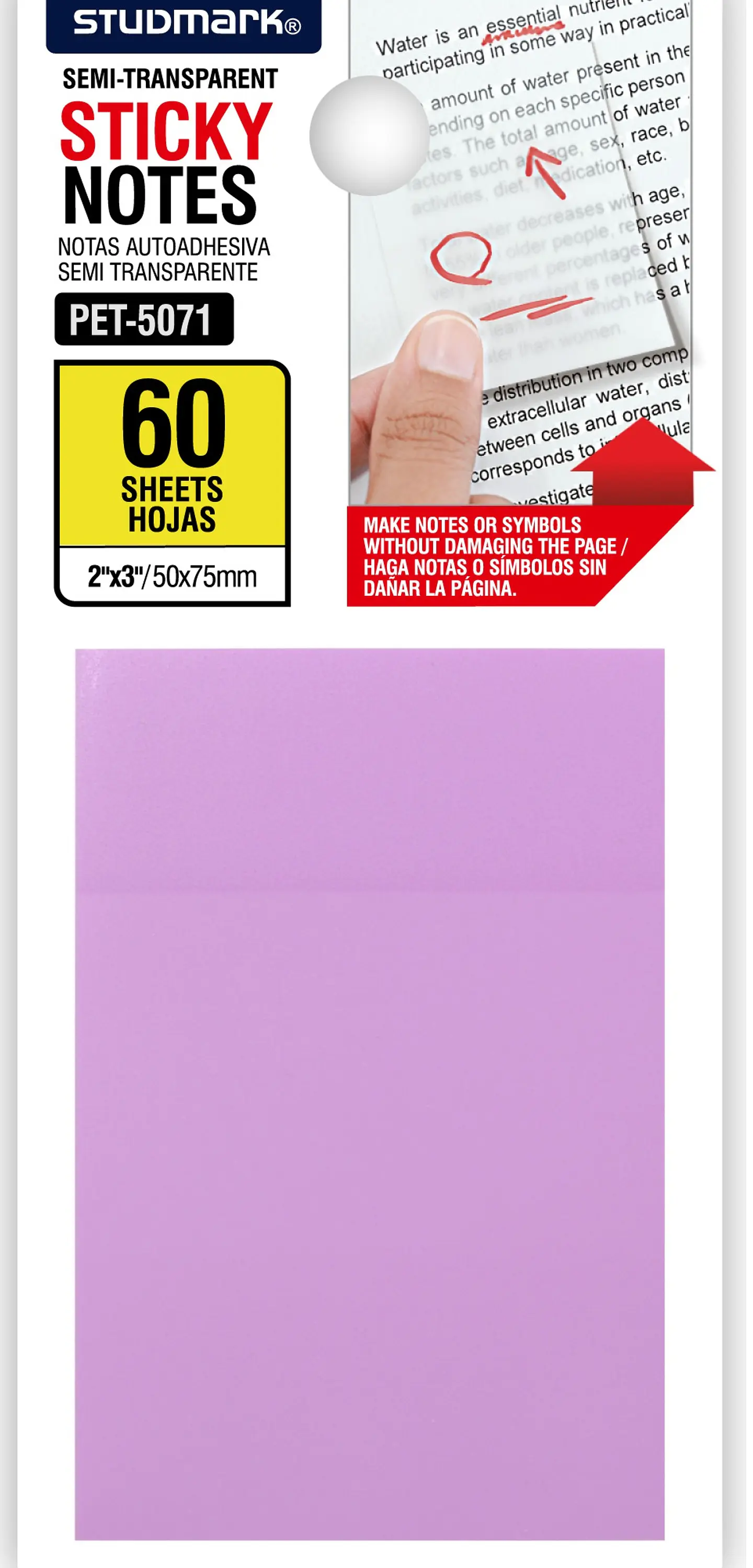 Notas autoadhesivas semi transparentes de colores 50 x 75mm 4