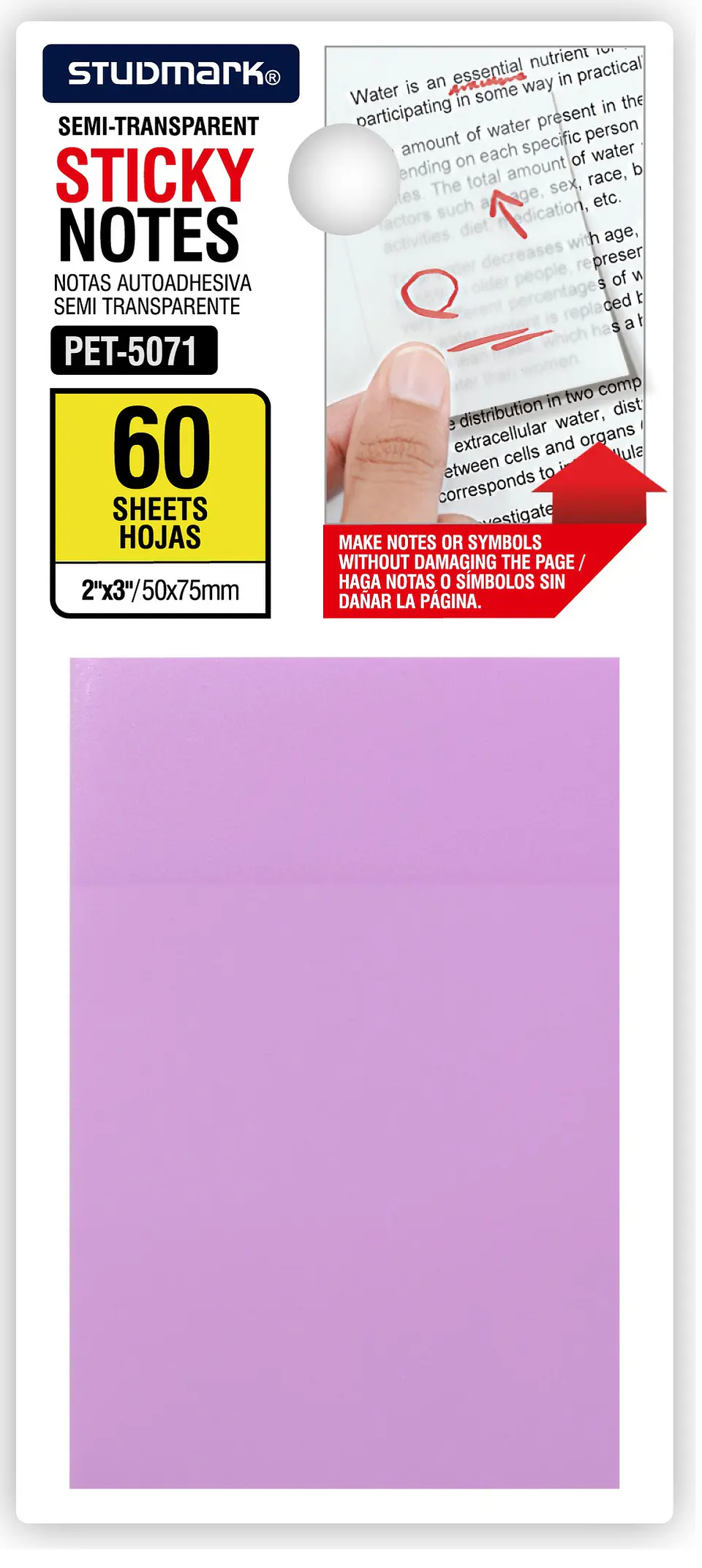 Notas autoadhesivas semi transparentes de colores 50 x 75mm 4