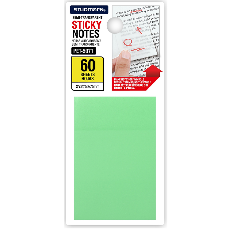 Notas autoadhesivas semi transparentes de colores 50 x 75mm 3