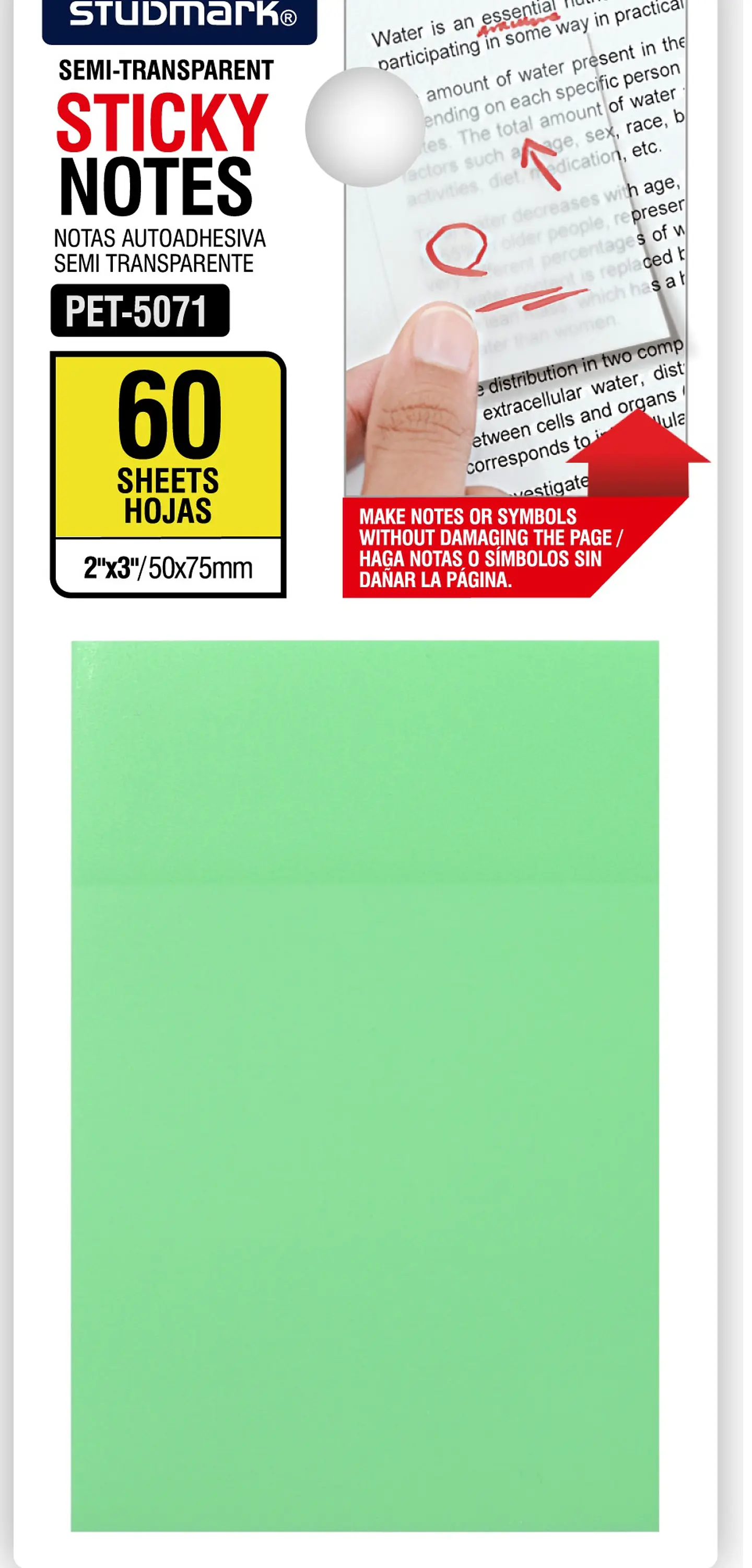 Notas autoadhesivas semi transparentes de colores 50 x 75mm 3