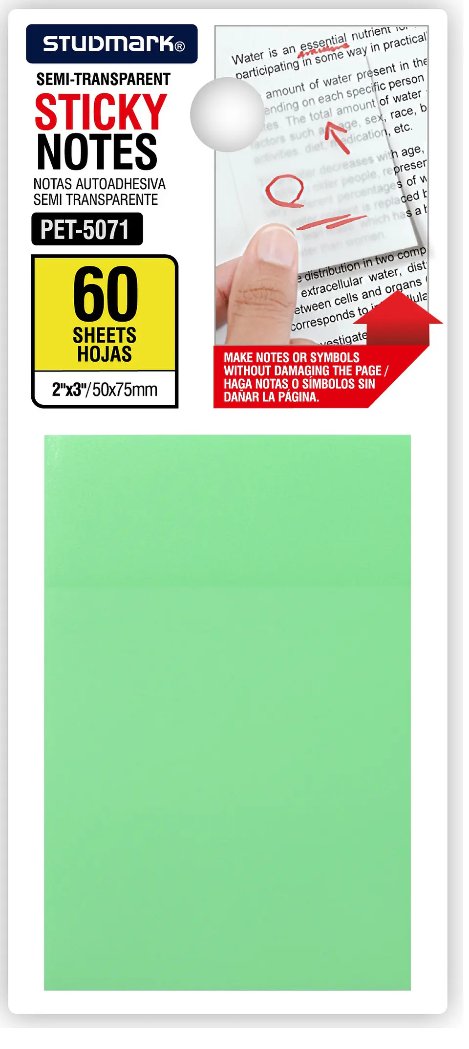 Notas autoadhesivas semi transparentes de colores 50 x 75mm 3