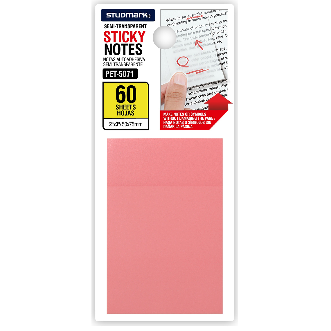 Notas autoadhesivas semi transparentes de colores 50 x 75mm 2