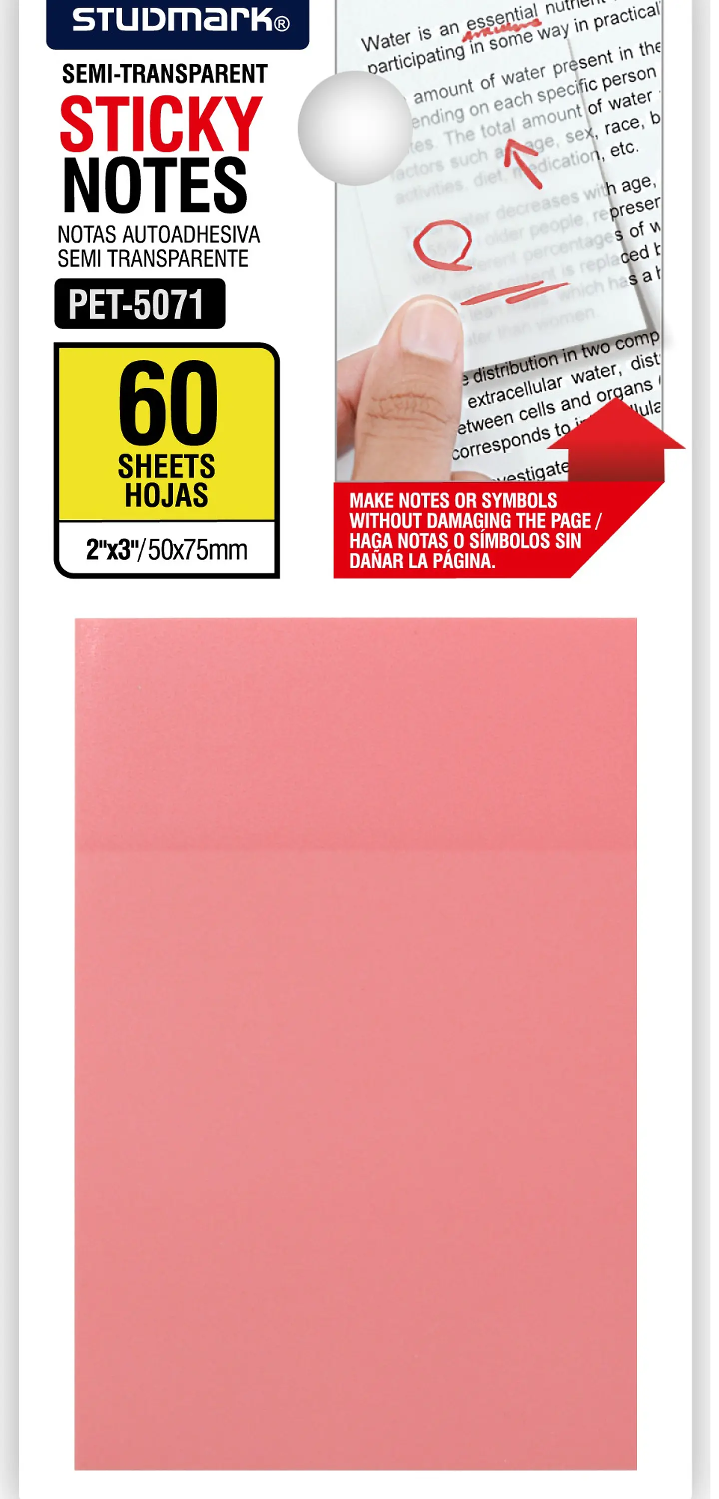 Notas autoadhesivas semi transparentes de colores 50 x 75mm 2