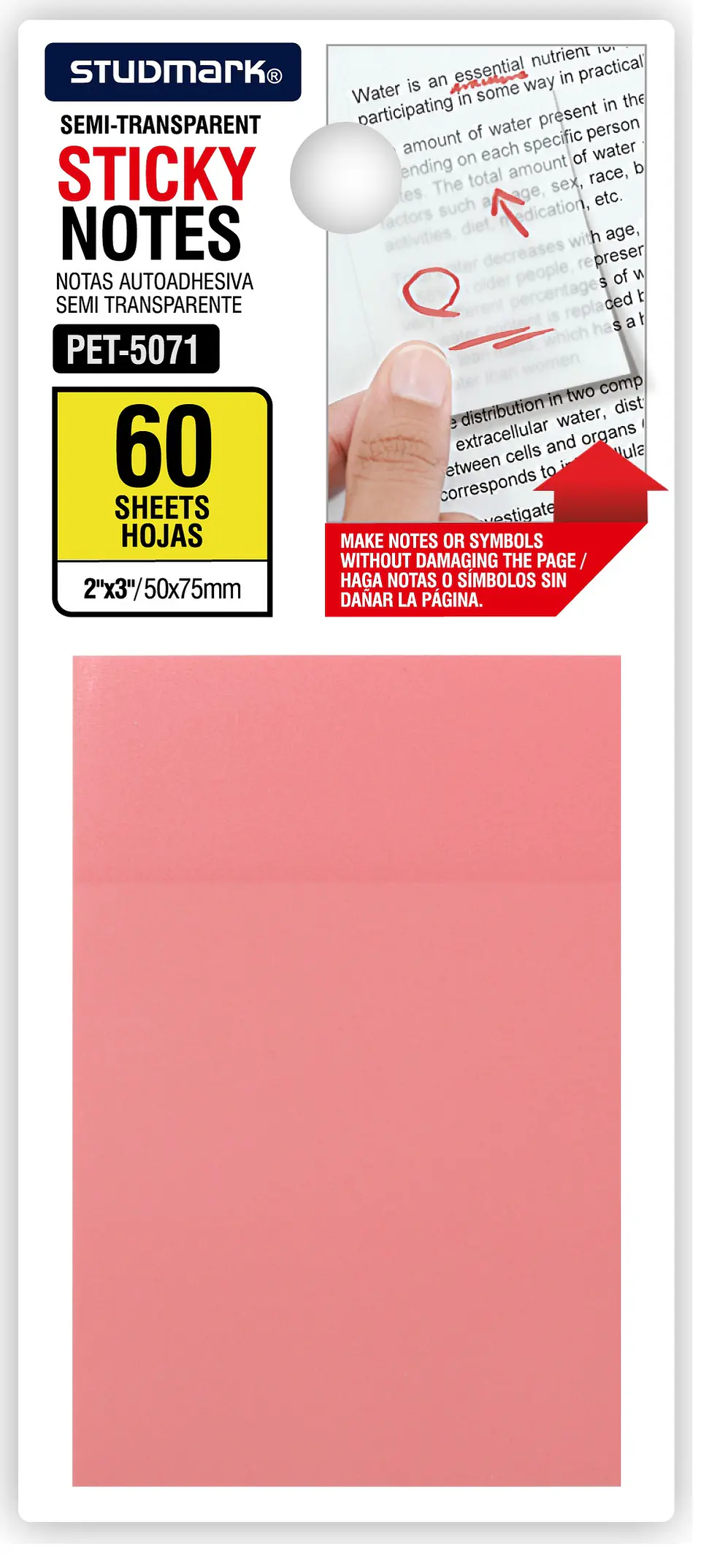 Notas autoadhesivas semi transparentes de colores 50 x 75mm 2