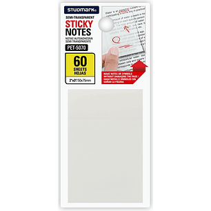 Notas autoadhesivas semi transparentes 50 x 75mm