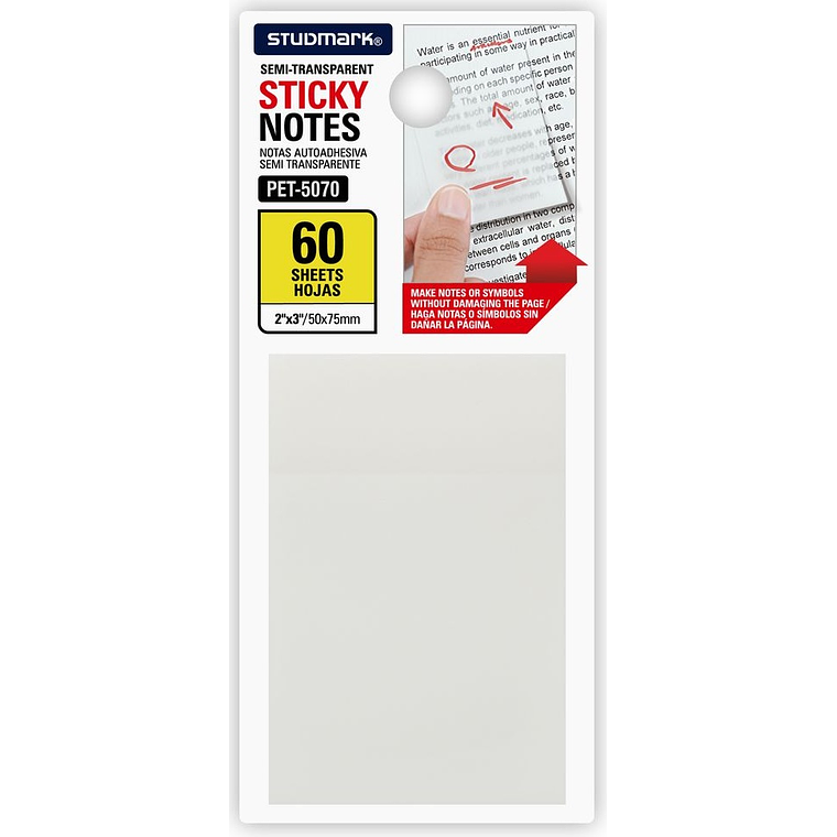 Notas autoadhesivas semi transparentes 50 x 75mm 1