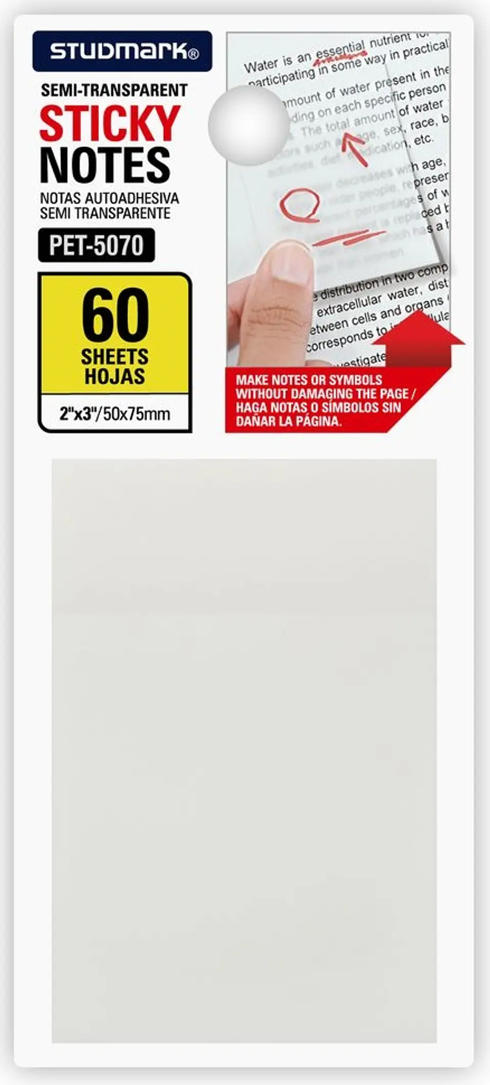 Notas autoadhesivas semi transparentes 50 x 75mm 1