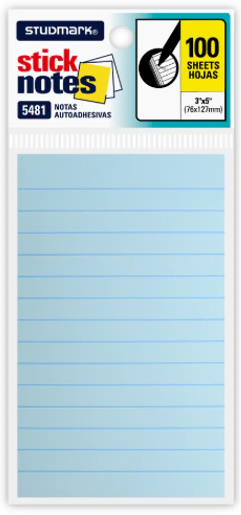 Notas autoadhesivas rayadas 76 x 127mm