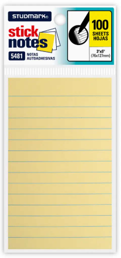 Notas autoadhesivas rayadas 76 x 127mm
