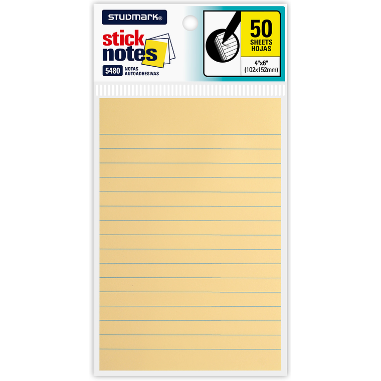 Notas adhesivas rayadas Studmark 102 x 152mm 1