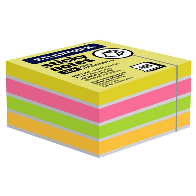 Notas adhesivas Neón multicolor 75 x 75mm 1
