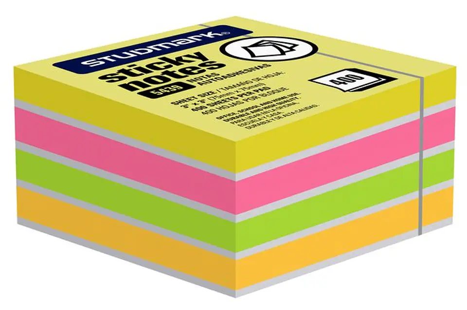Notas adhesivas Neón multicolor 75 x 75mm 1