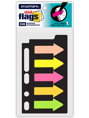 Banderitas en forma de flecha con 5 colores