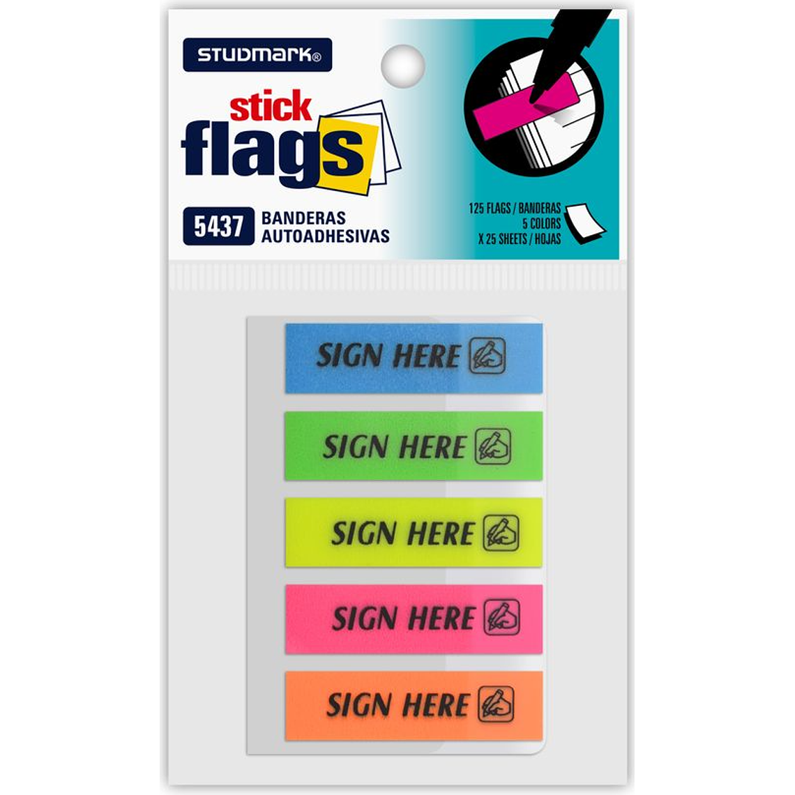 Banderitas Studmark Sign here de 5 colores 1