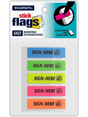 Banderitas Studmark Sign here de 5 colores