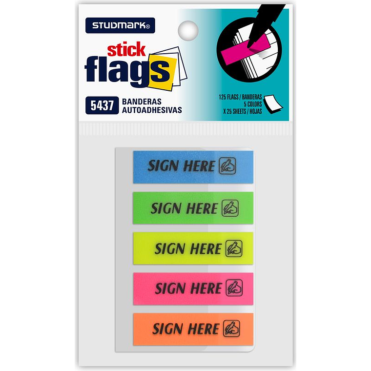 Banderitas Studmark Sign here de 5 colores 1