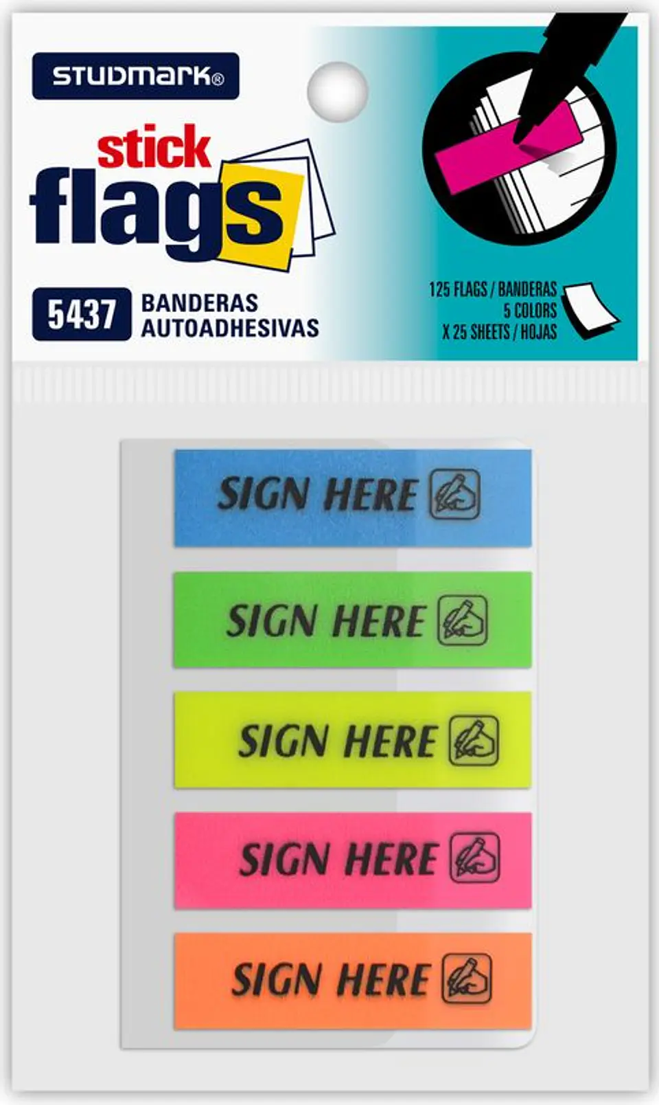Banderitas Studmark Sign here de 5 colores 1