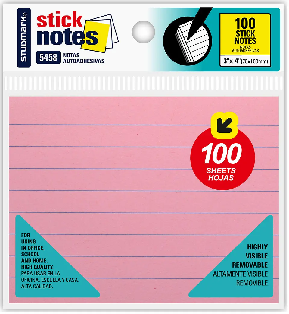 Notas adhesivas raydadas Studmark 75 x 100mm 3
