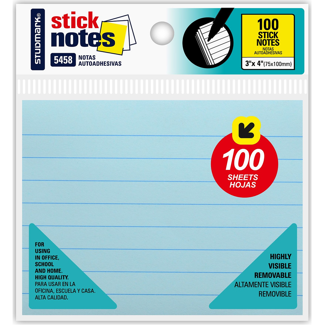 Notas adhesivas raydadas Studmark 75 x 100mm 2
