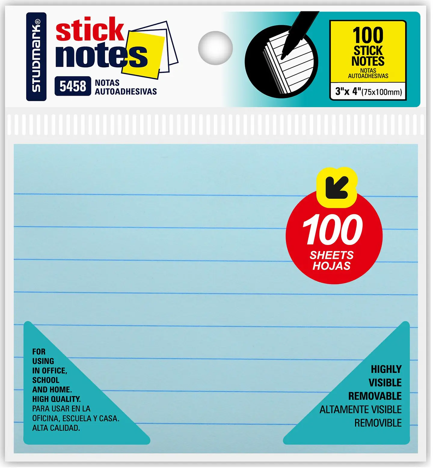 Notas adhesivas raydadas Studmark 75 x 100mm 2
