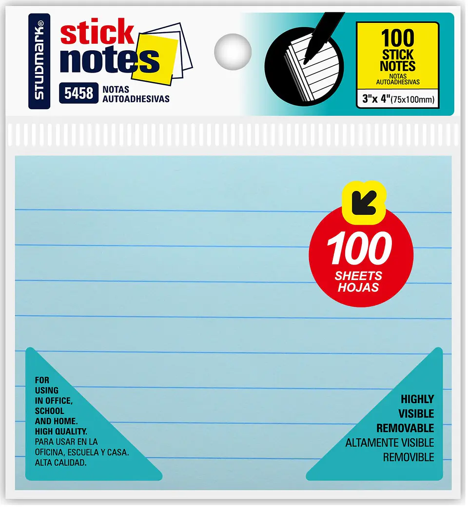 Notas adhesivas raydadas Studmark 75 x 100mm 2