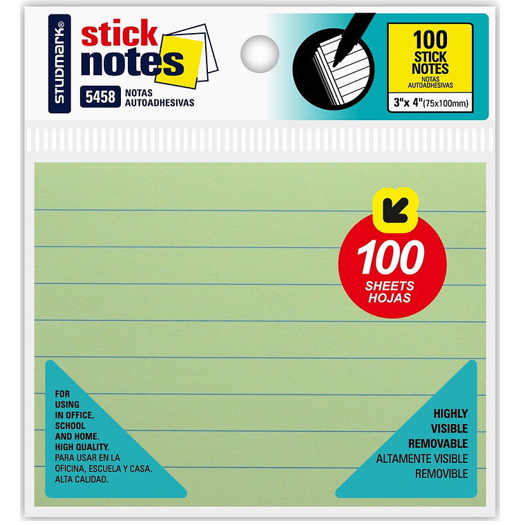 Notas adhesivas raydadas Studmark 75 x 100mm 4