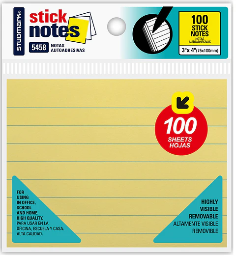 Notas adhesivas raydadas Studmark 75 x 100mm