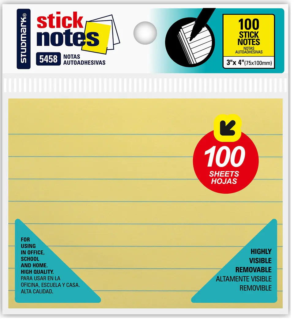 Notas adhesivas raydadas Studmark 75 x 100mm 1