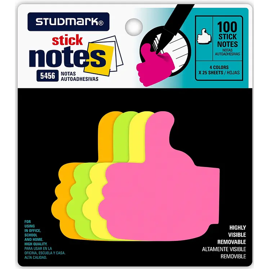 Notas adhesivas Studmark 25 hojas de cuatro colores diferentes 5