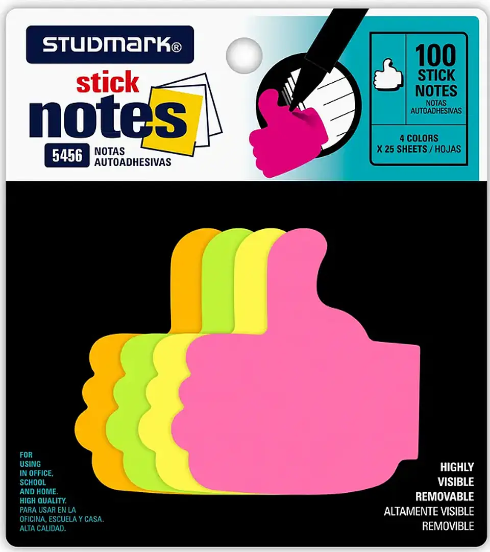 Notas adhesivas Studmark 25 hojas de cuatro colores diferentes 5