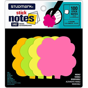 Notas adhesivas Studmark 25 hojas de cuatro colores diferentes