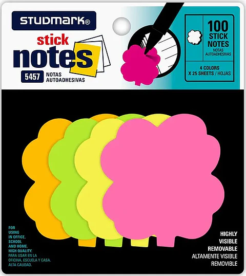 Notas adhesivas Studmark 25 hojas de cuatro colores diferentes