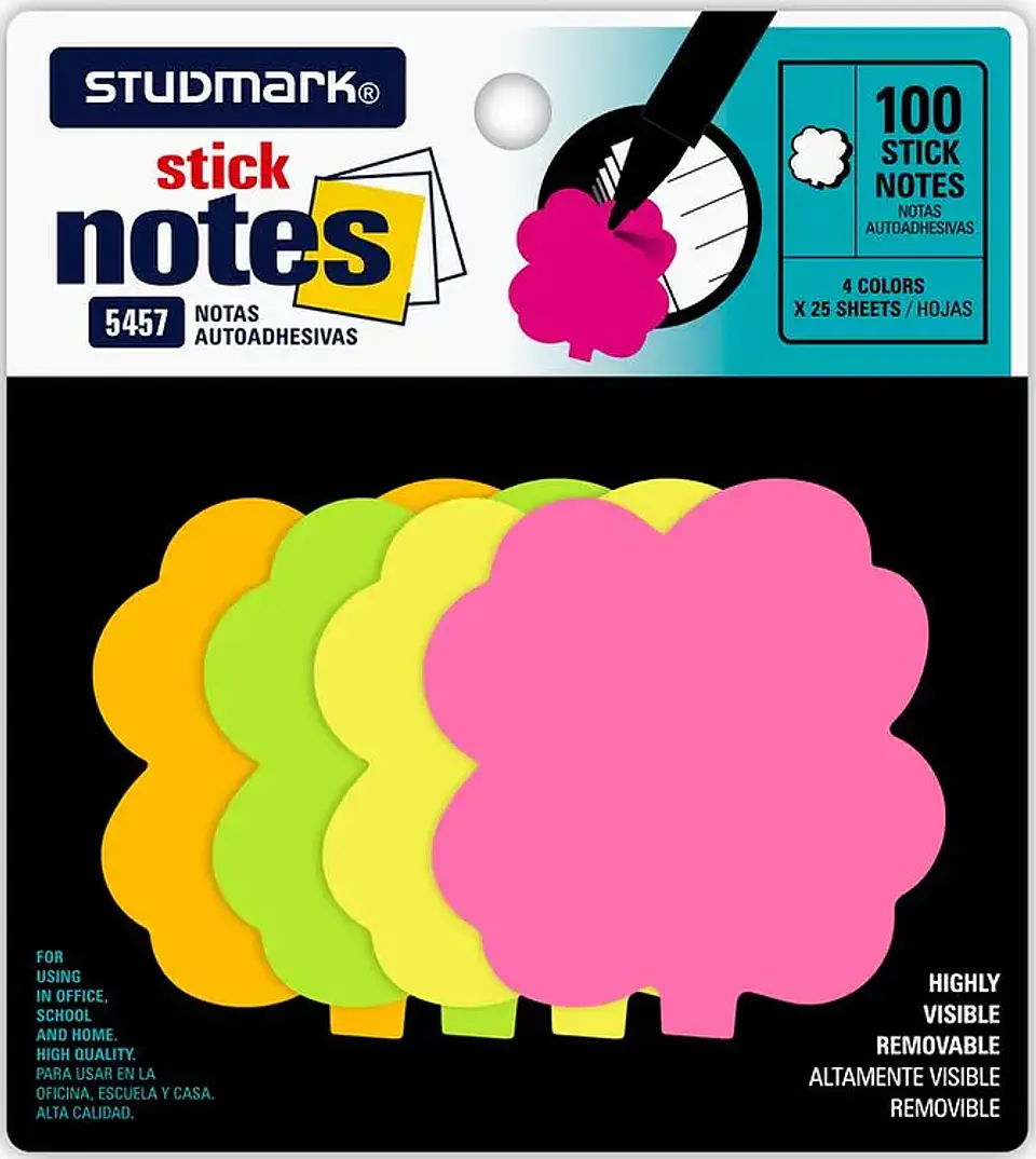 Notas adhesivas Studmark 25 hojas de cuatro colores diferentes 1