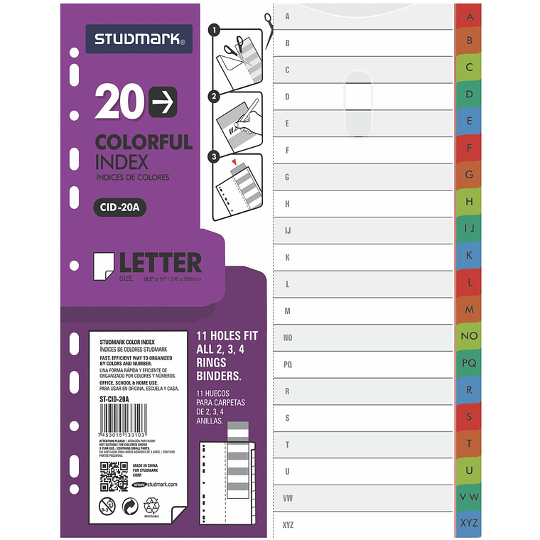Separadores alfabético de 20 divisiones tamaño carta 1