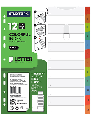 Separador numérico de 12 divisiones tamaño carta