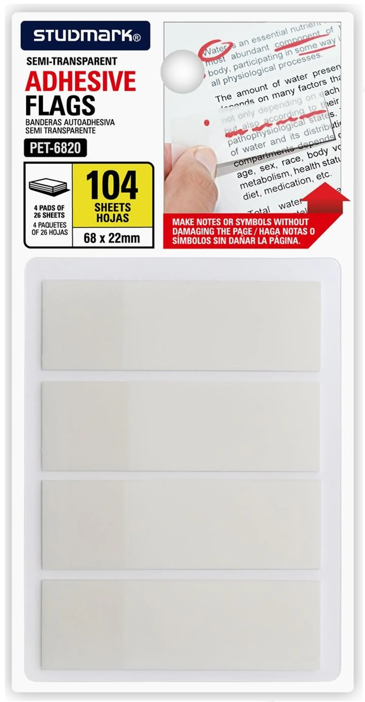 Banderitas autoadhesiva semi transparente Studmark 2