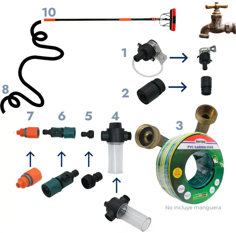 Cepillo Con Extensión Ajustable 9mts Lavado De Páneles Solares 5