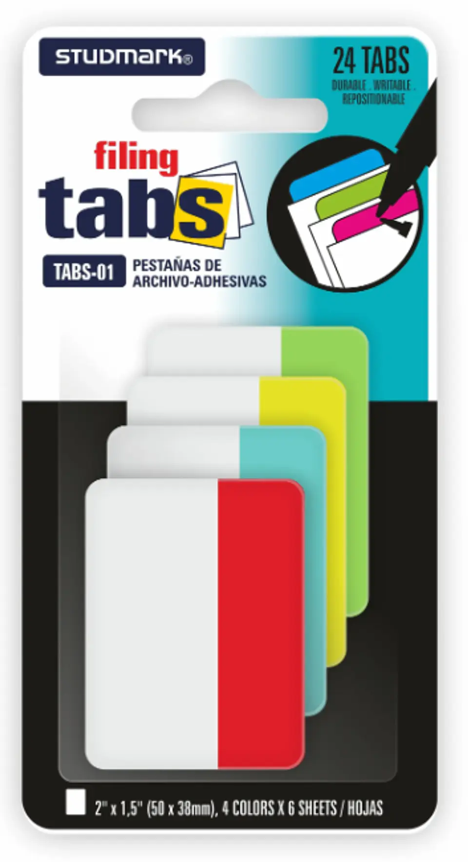 Pestañas Adhesivas Studmark 24 Tabs para Archivo y Organización 1