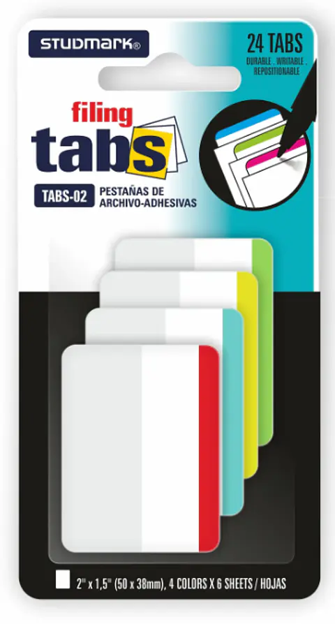 Pestañas Adhesivas Studmark 24 Tabs para Archivo y Organización